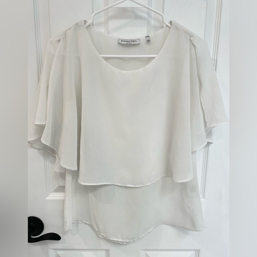 Patrizia Luca Milano Layered Flowing White Ivory Top Women’s Size XS